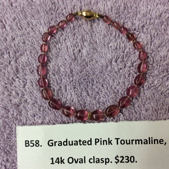 Pink Tourmaline Gemstones and 14k Gold Oval Clasp - Picture 1 of 3
